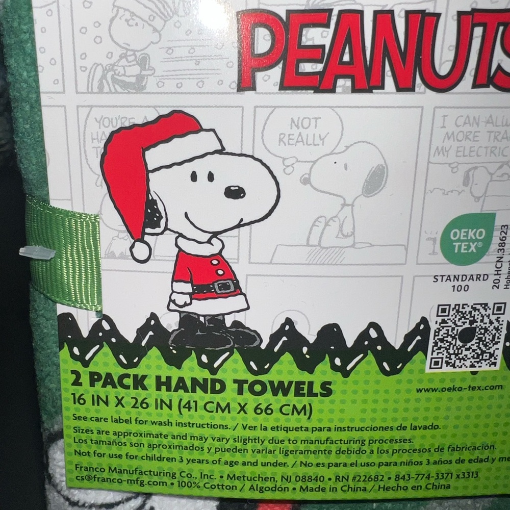 Peanuts Christmas Snoopy and Woodstock Towels - Red, Green, White